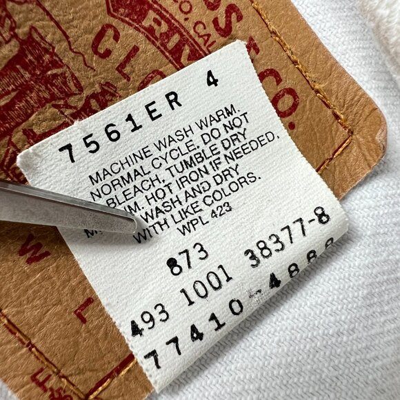 Y2K Levi's Trucker Jean Jacket Women's Junior's Large White Distressed Denim - Picture 10 of 16